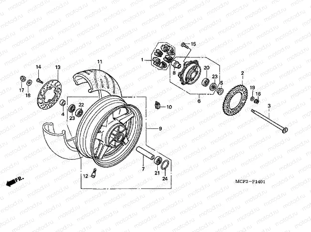 F-14-1 REAR WHEEL (VTR1000SP2 / 3/4/5/6)