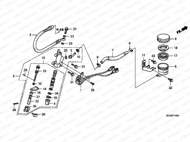 F-14 REAR BRAKE MASTER CYLINDER