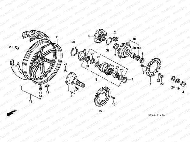 F-14 REAR WHEEL (VFR750FL / FM / FN / FP)