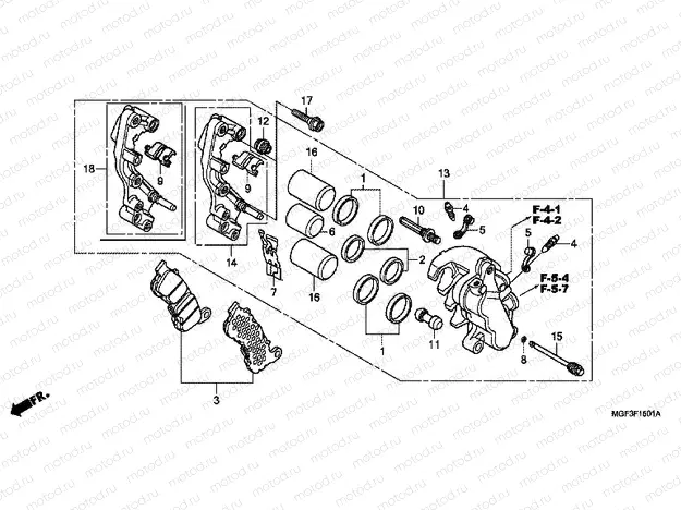 F-15-1 FRONT BRAKE CALIPER (FJS600A9-2KO / FJS600AB / PC)