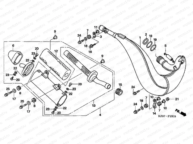 F-15-3 EXHAUST RESONATOR CHAMBER (CR250R6,7)