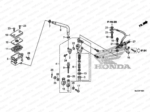 F-16-1 REAR BRAKE MASTER CYLINDER (CBR600RA)