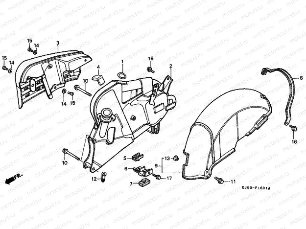 F-16-1 REAR FENDER / OFF. EXHAUST DRUM (CH125G)