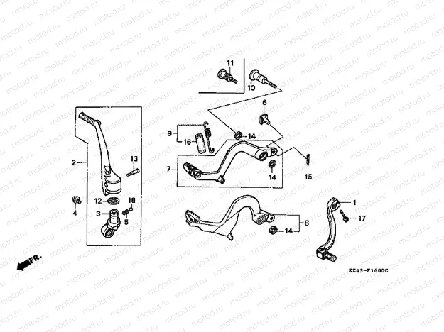F-16 PEDAL / PUSHING ARM LEVER