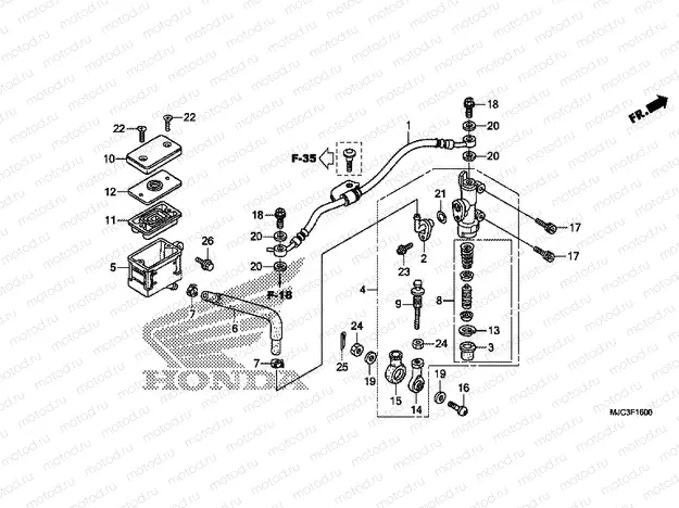 F-16 REAR BRAKE MASTER CYLINDER (CBR600RR)