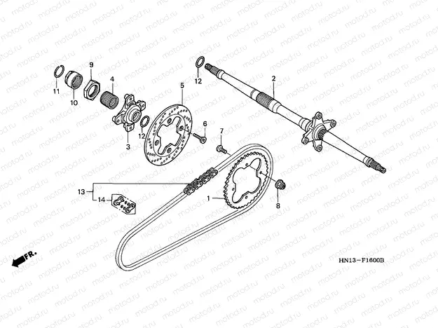 F-16 REAR WHEEL AXLE/ DRIVE CHAIN