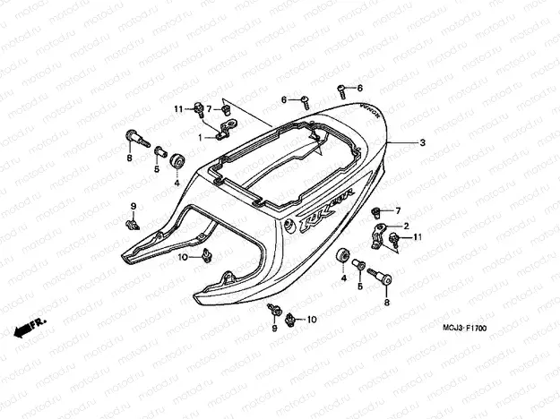 F-17 REAR ENGINE COVER (CBR900RRY, 1 / RE1)