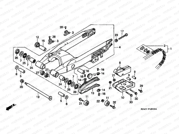 F-18-2 SWING ARM (CR125RP / RR / RS / RT)