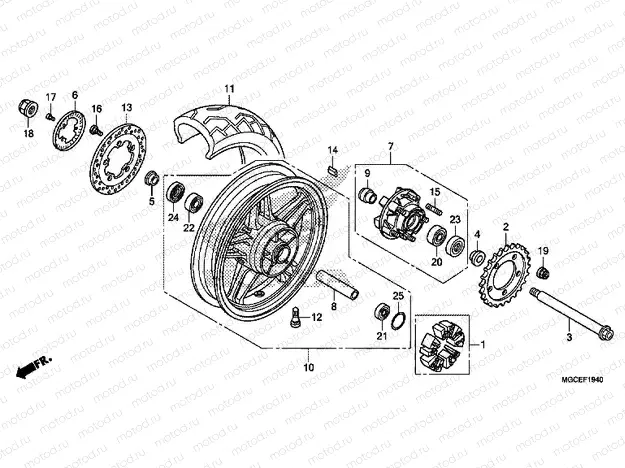F-19-40 REAR WHEEL (MOLDED)