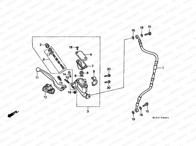 F-2-1 FRONT MASTER CYLINDER (CR500RN / RP / RR / RS / RT / RV)