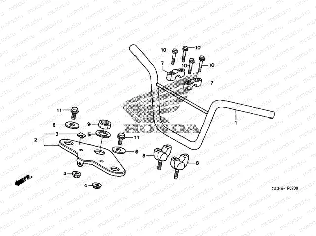 F-2 STEERING BAR TUBE / UPPER BRIDGE