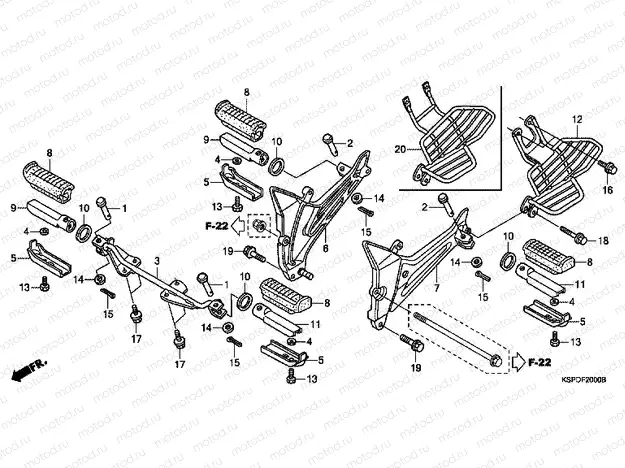 F-20 FOOTREST (CBF1505 / M5 / 6 / M6 / 7 / M7 / M9 / MA)