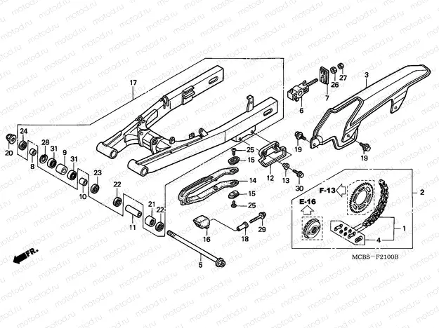 F-21 SWINGARM / CHAIN ​​CASE