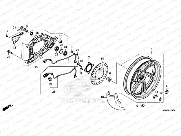F-22-40 REAR WHEEL/SWINGARM