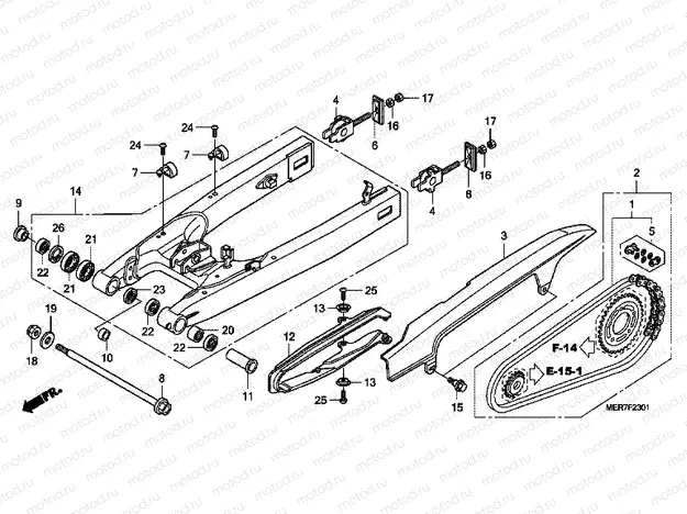 F-23-1 SWING ARM (CBF600S8 / SA8 / N8 / NA8)