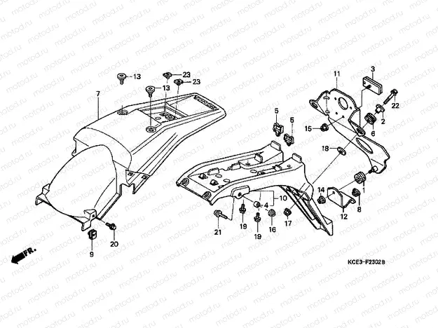 F-23-2 REAR FENDER (XR250RY-3) (ED)