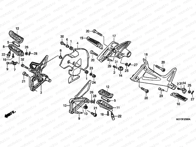 F-23 FOOTREST (VFR800XB, C)