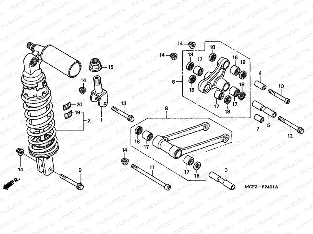 F-24-1 REAR SHOCK ABSORBER (VTR1000SP2 / 3/4/5/6)