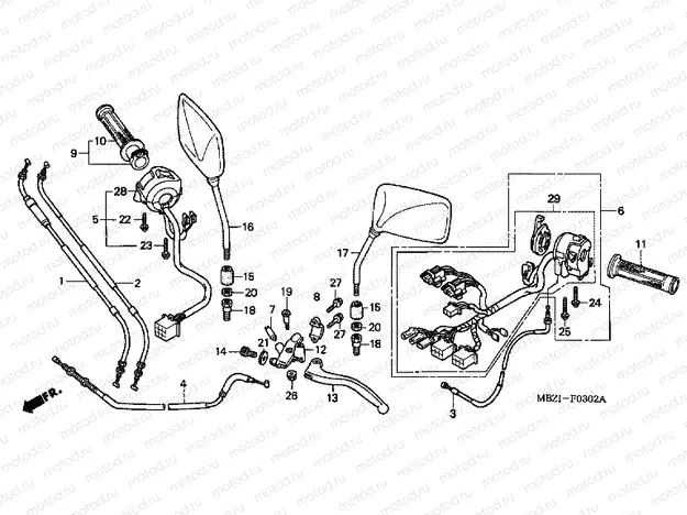 F-3-2 HANDLE ARM / SWITCH / CABLE (CB600F3 / 4/5/6)