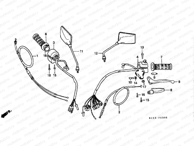F-3 HANDLE ARM / SWITCH / CABLE (CB125TDC / TDE)