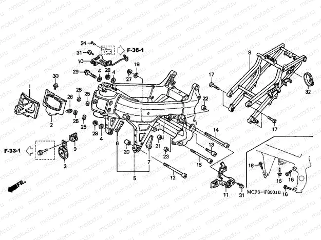 F-30-1 FRAME HOUSING (VTR1000SP2 / 3/4/5/6)