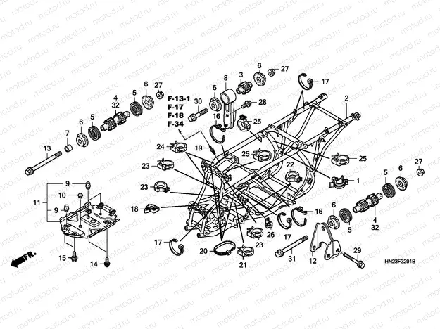 F-32-1 FRAME BODY (TRX500FA5/6/7/8)