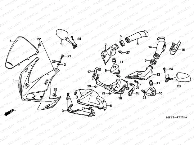F-32-1 UPPER ENGINE HOUSING (CBR600RR5 / 6)