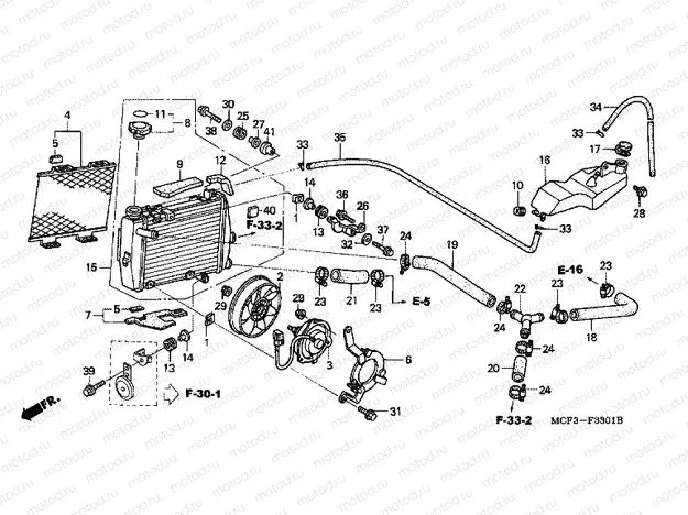 F-33-1 RADIATOR (R.) (VTR1000SP2 / 3/4/5/6)