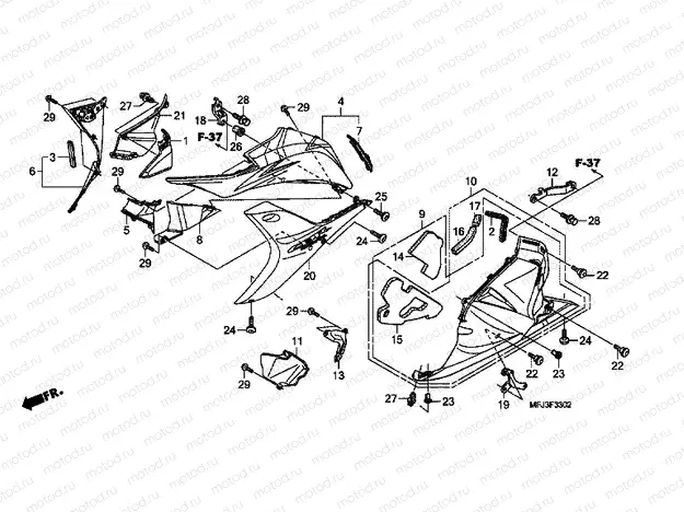 F-33-2 LOWER ENGINE (B.) (CBR600RR9, A, B / RA9, A, B)
