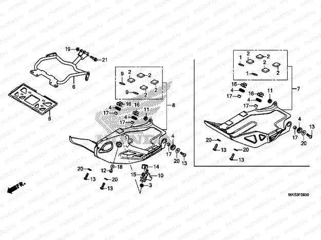 F-39-30 FRONT SIDE PIPE & SKID PLATE