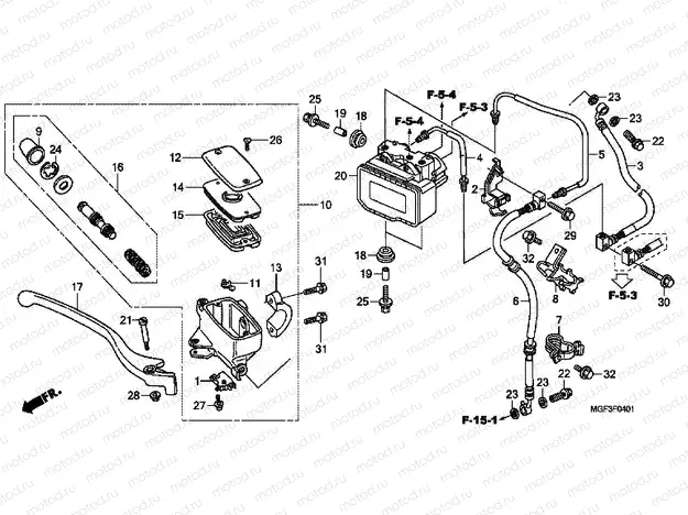 F-4-1 FRONT BRAKE MASTER CYLINDER (FJS600A9-2KO / FJS600AB)