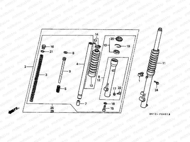 F-4-1 FRONT FORK (XR80RL / RM / RN / RP / RR)