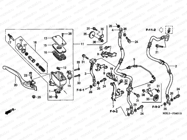 F-4-1 FRONT MASTER CYLINDER (NT650V2 / 3/4/5)