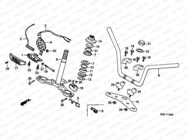 F-4 STEERING BAR TUBE / UPPER AXLE / STEERING WHEEL