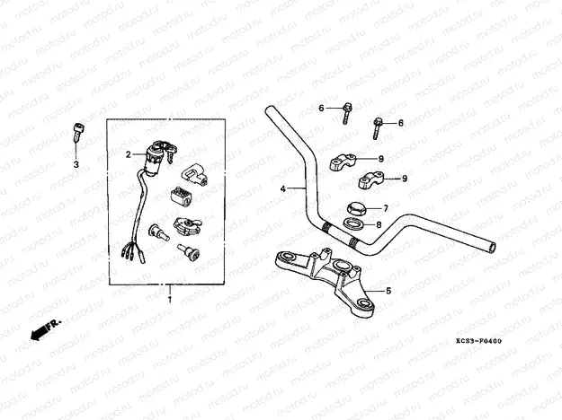 F-4 STEERING BAR TUBE / UPPER BRIDGE