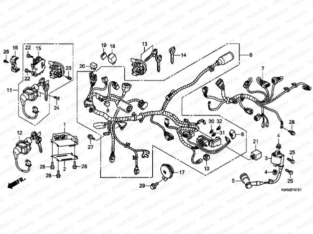 F-41-1 WIRING HARNESS (WW125EX2C / EX2D / EX2E / D)