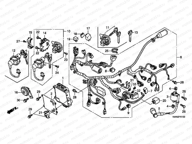 F-41 WIRING HARNESS (WW125EX2A / EX2B)
