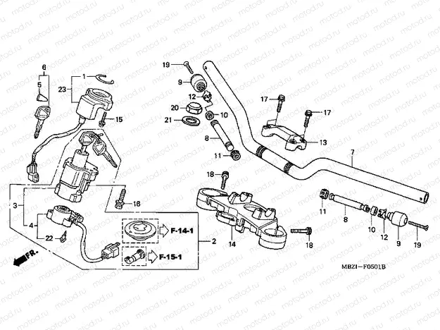 F-5-1 TIE ROD TUBE / UPPER BRIDGE (CB600F3 / 4/5/6)
