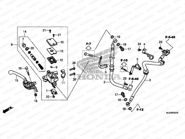 F-5-10 FRONT BRAKE MASTER CYLINDER (CB500XA/CB400XA)