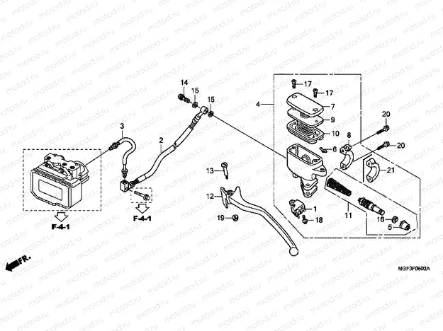 F-5-3 REAR BRAKE MASTER CYLINDER (FJS600A9-2KO / FJS600AB)
