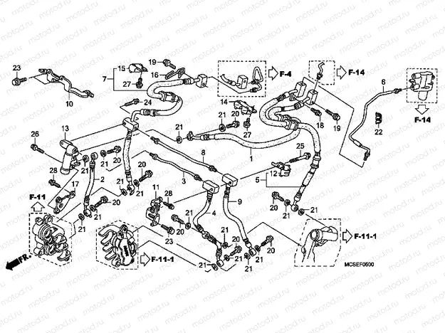 F-5 FRONT BRAKE HOSE (ST1300)