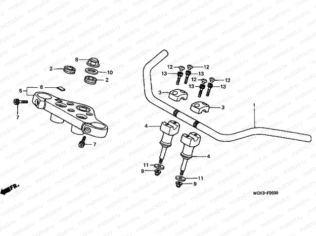 F-5 STEERING BAR TUBE / UPPER BRIDGE