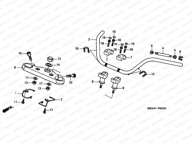 F-5 STEERING BAR TUBE / UPPER BRIDGE