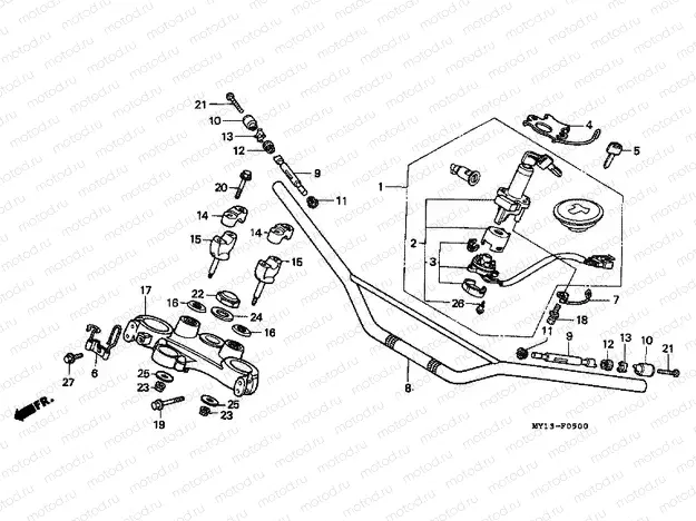F-5 STEERING BAR TUBE / UPPER BRIDGE