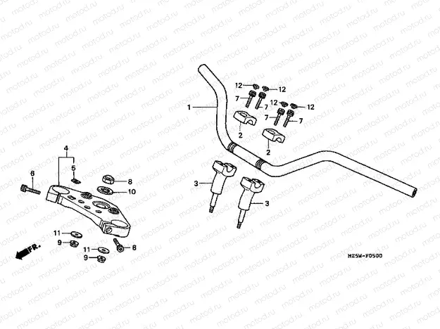 F-5 STEERING BAR TUBE / UPPER BRIDGE