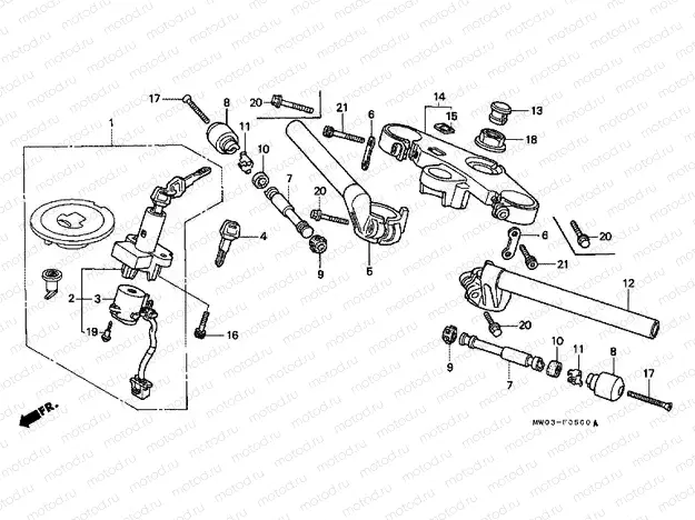 F-5 STEERING BAR TUBE / UPPER BRIDGE