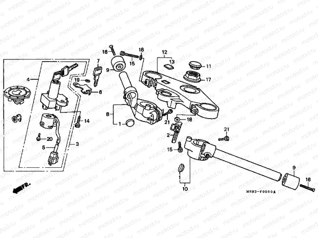 F-5 STEERING BAR TUBE / UPPER BRIDGE