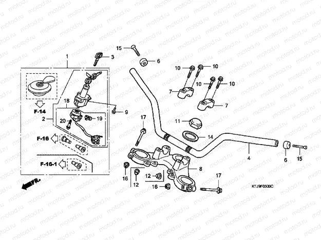 F-5 STEERING BAR TUBE / UPPER BRIDGE