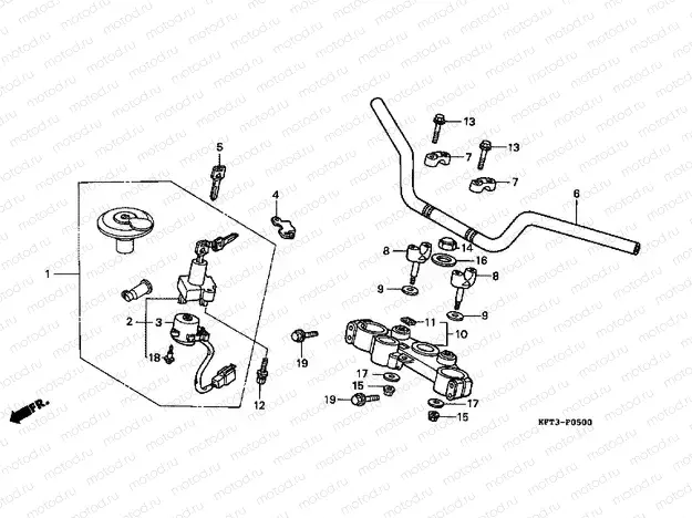 F-5 STEERING BAR TUBE / UPPER BRIDGE