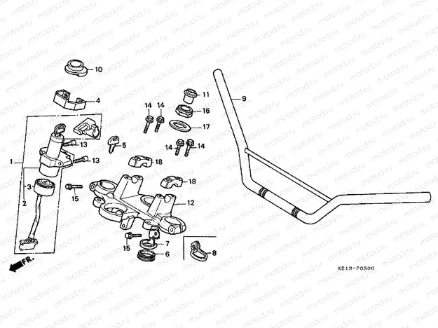 F-5 STEERING BAR TUBE / UPPER BRIDGE